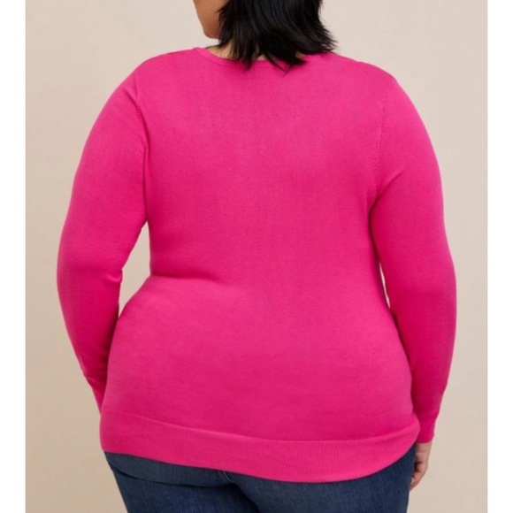 🆕 Hot Pink Pullover Fitted Sweater 4 4X 26 NWT Torrid New! Cutout - Picture 3 of 5